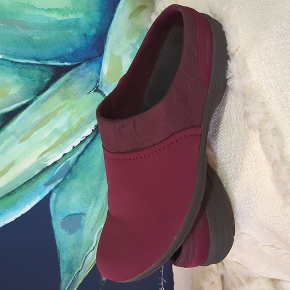 Merrell Women's Encore Kassie Mule Clog Size 1 Burgundy Red Quilt Fabric SlipOn - Picture 5 of 7